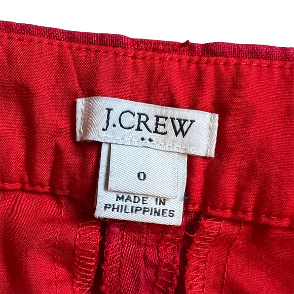 J CREW Red Petal Cuff Linen Cotton Blend Shorts, size 0 - Picture 3 of 7